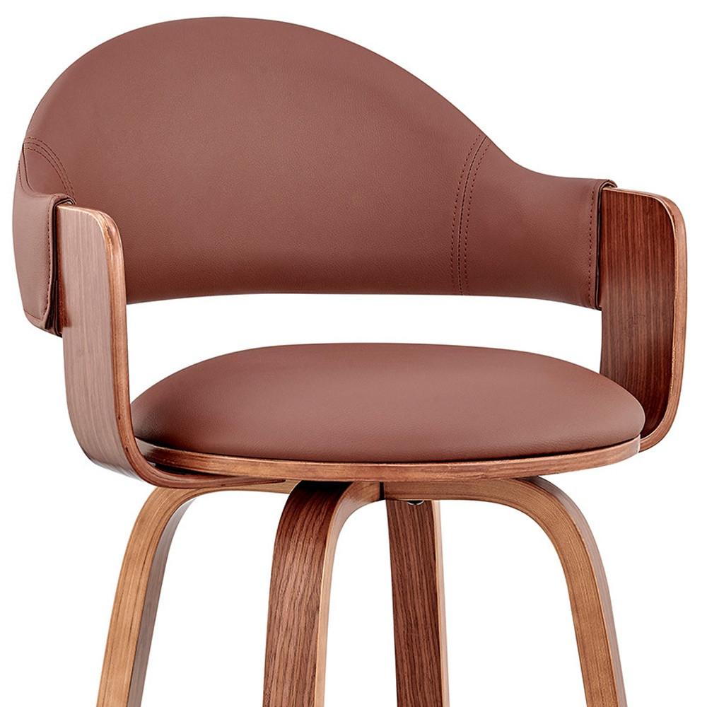 26 Inch Brown Swivel Counter Height Bar Stool With Footrest 7 26 Inch Brown Swivel Counter Height Bar Stool With Footrest - Image 7