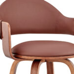 30 Inch Brown Swivel Walnut Faux Leather Bar Stool
