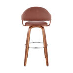 30 Inch Brown Swivel Walnut Faux Leather Bar Stool