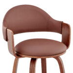 30 Inch Brown Swivel Walnut Faux Leather Bar Stool