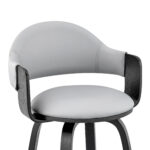 26 Inch Gray Faux Leather Swivel Bar Stool With Black Frame