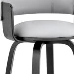 26 Inch Gray Faux Leather Swivel Bar Stool With Black Frame