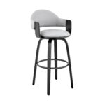 24-Inch Gray and Black Adjustable Backless Faux Leather Bar Stool 10 24-Inch Gray and Black Adjustable Backless Faux Leather Bar Stool