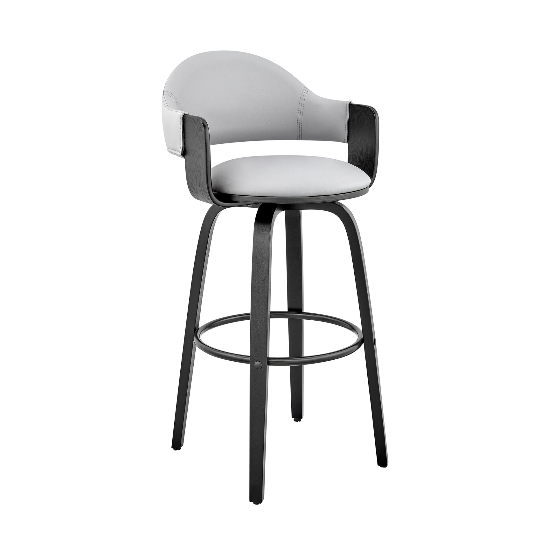 24-Inch Gray and Black Adjustable Backless Faux Leather Bar Stool 1 24-Inch Gray and Black Adjustable Backless Faux Leather Bar Stool