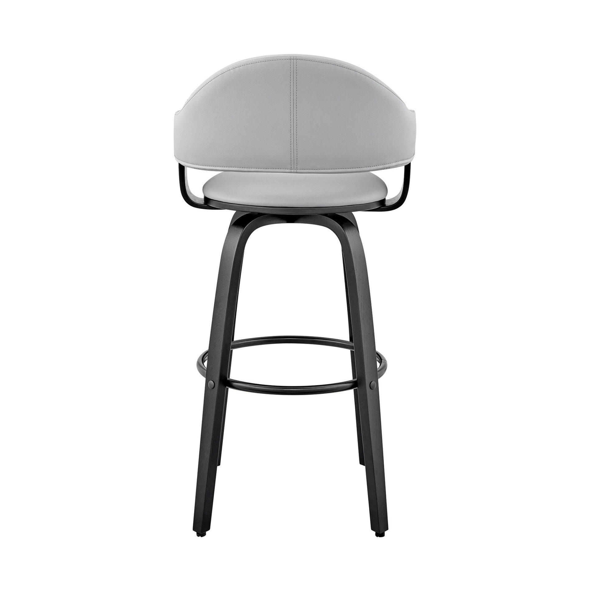 24-Inch Gray and Black Adjustable Backless Faux Leather Bar Stool 6 24-Inch Gray and Black Adjustable Backless Faux Leather Bar Stool - Image 6