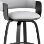 24-Inch Gray and Black Adjustable Backless Faux Leather Bar Stool 16 24-Inch Gray and Black Adjustable Backless Faux Leather Bar Stool