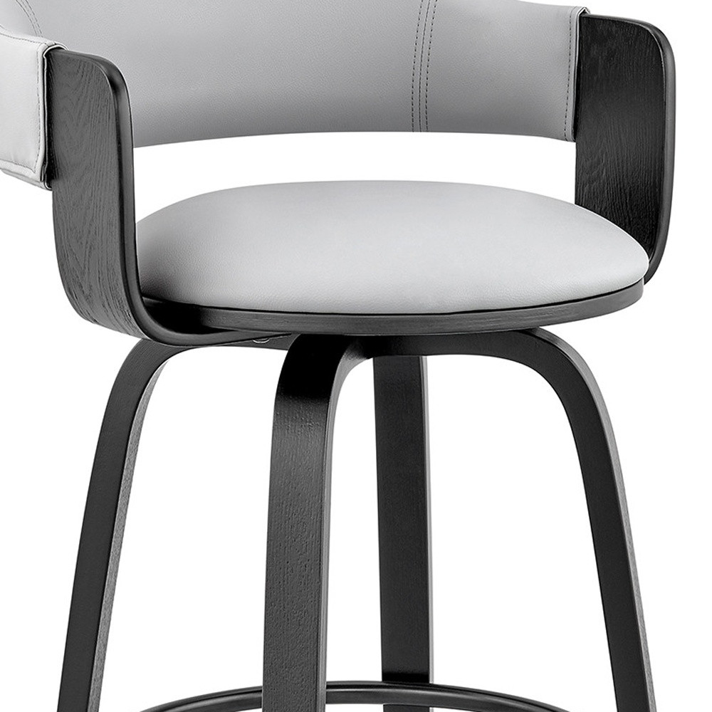 24-Inch Gray and Black Adjustable Backless Faux Leather Bar Stool 7 24-Inch Gray and Black Adjustable Backless Faux Leather Bar Stool - Image 7