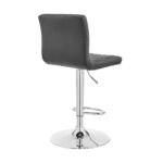24” Gray Faux Leather Adjustable Swivel Bar Stool With Chrome Base