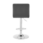 24” Gray Faux Leather Adjustable Swivel Bar Stool With Chrome Base