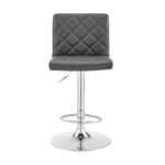 24” Gray Faux Leather Adjustable Swivel Bar Stool With Chrome Base