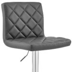 24” Gray Faux Leather Adjustable Swivel Bar Stool With Chrome Base