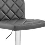 24” Gray Faux Leather Adjustable Swivel Bar Stool With Chrome Base