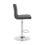 24” Gray Faux Leather Adjustable Swivel Bar Stool With Chrome Base