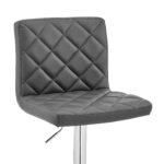 24” Gray Faux Leather Adjustable Swivel Bar Stool With Chrome Base