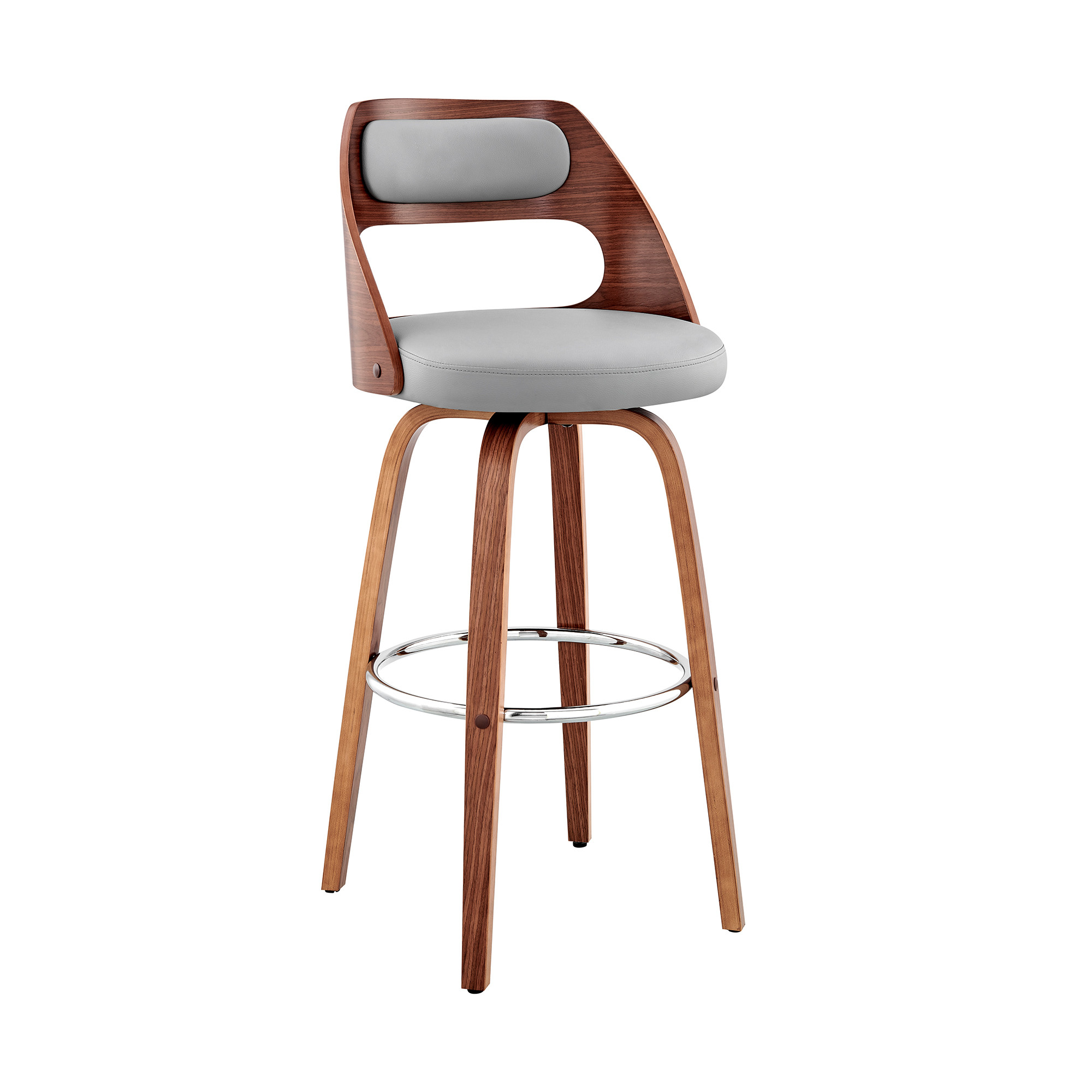 26-Inch Gray and Brown Faux Leather Swivel Bar Stool 2 26-Inch Gray and Brown Faux Leather Swivel Bar Stool - Image 2