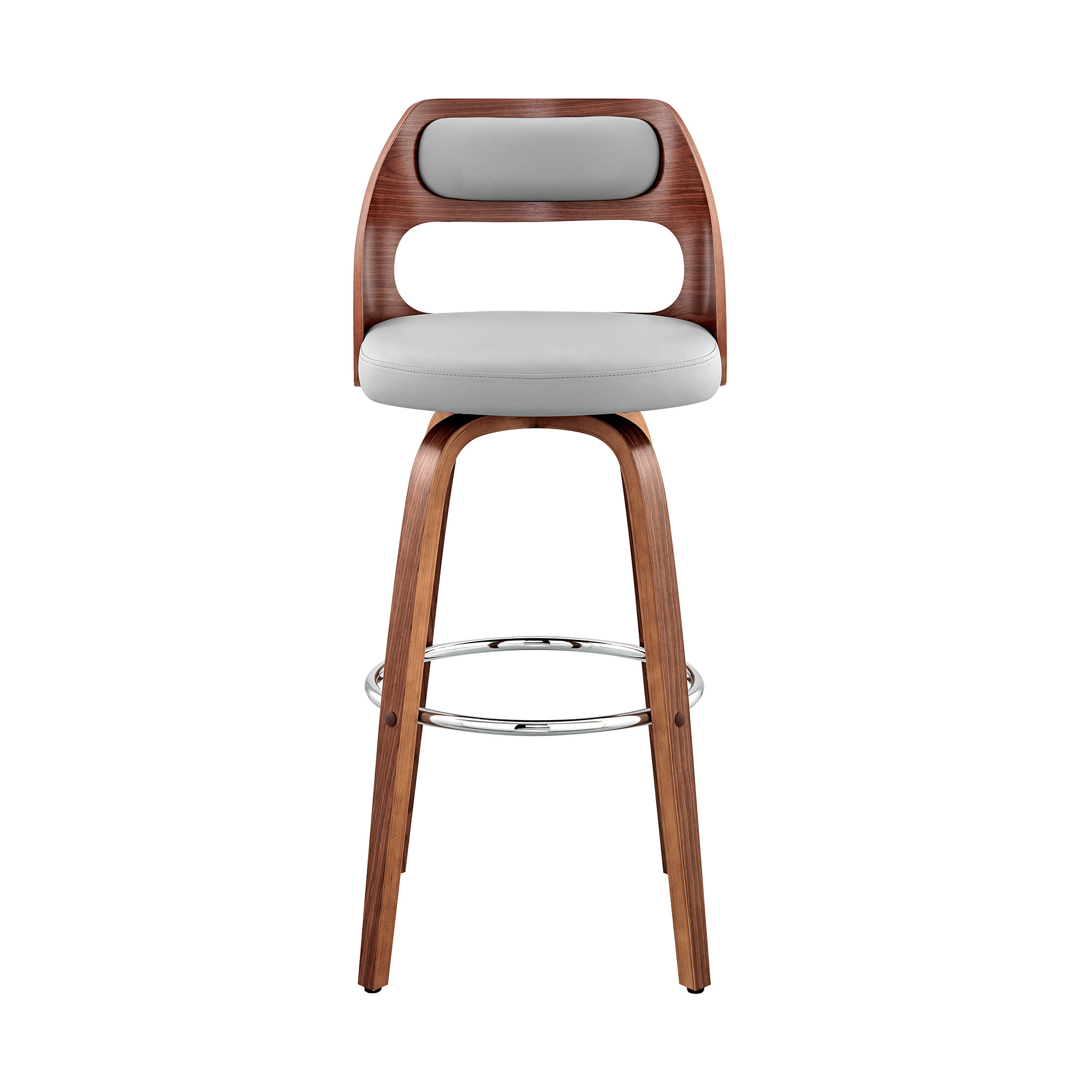 26-Inch Gray and Brown Faux Leather Swivel Bar Stool 3 26-Inch Gray and Brown Faux Leather Swivel Bar Stool - Image 3