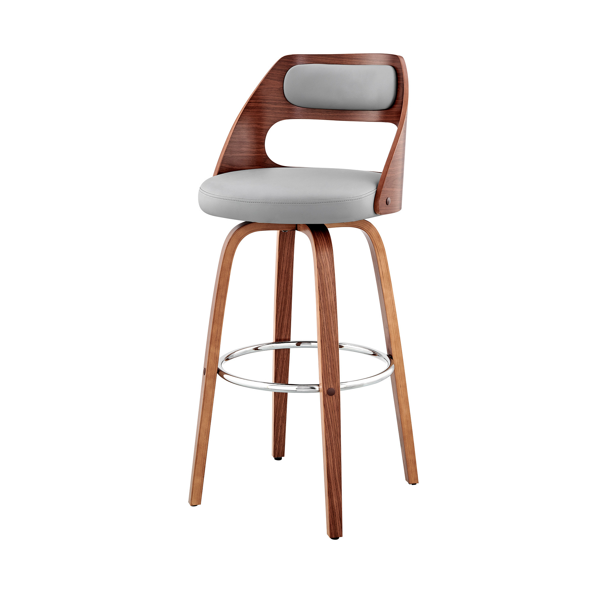 26-Inch Gray and Brown Faux Leather Swivel Bar Stool 7 26-Inch Gray and Brown Faux Leather Swivel Bar Stool - Image 7