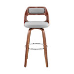 41 Inch Gray Faux Leather Swivel Bar Stool With Back