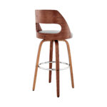 41 Inch Gray Faux Leather Swivel Bar Stool With Back