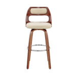 30-Inch Cream and Brown Swivel Bar Stool with Footrest
