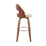 30-Inch Cream and Brown Swivel Bar Stool with Footrest