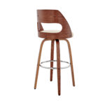 30-Inch Cream and Brown Swivel Bar Stool with Footrest