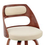 30-Inch Cream and Brown Swivel Bar Stool with Footrest