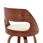 30-Inch Cream and Brown Swivel Bar Stool with Footrest