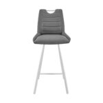 26-Inch Gray and Silver Iron Counter Height Bar Stool