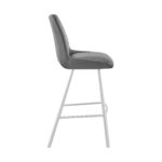 26-Inch Gray and Silver Iron Counter Height Bar Stool