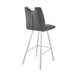 26-Inch Gray and Silver Iron Counter Height Bar Stool