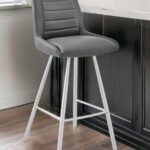 26-Inch Gray and Silver Iron Counter Height Bar Stool