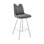 26-Inch Gray and Silver Iron Counter Height Bar Stool