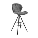 26" Charcoal Gray and Black Microfiber Bar Stool
