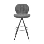 26" Charcoal Gray and Black Microfiber Bar Stool