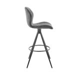 26" Charcoal Gray and Black Microfiber Bar Stool