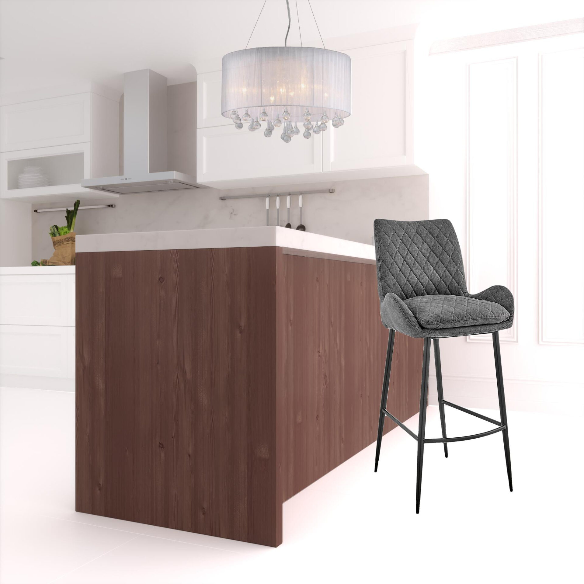 43 Inch Charcoal and Black Iron Bar Stool 2 43 Inch Charcoal and Black Iron Bar Stool - Image 2