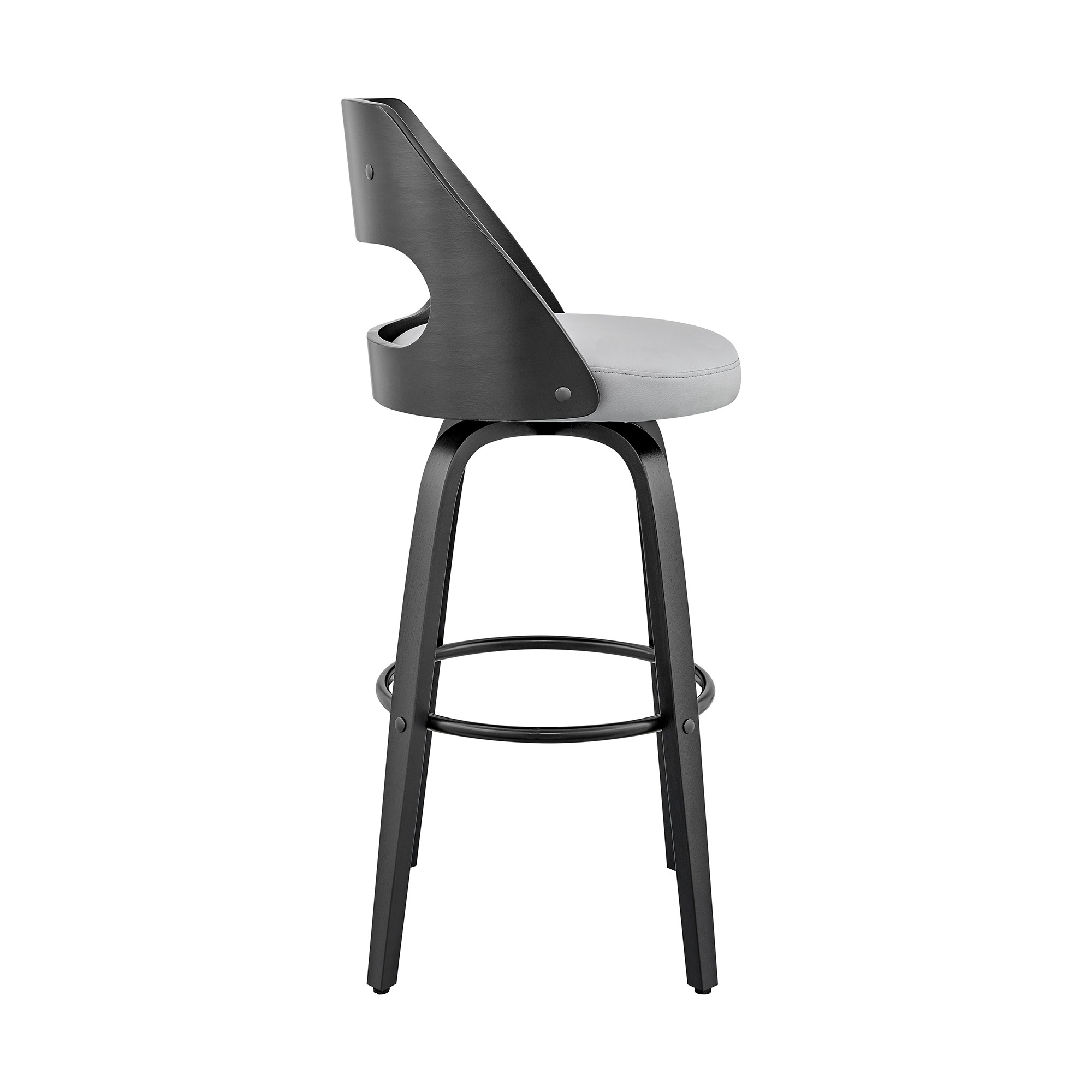 26" Charcoal Gray and Black Bar Stool with Footrest 6 26" Charcoal Gray and Black Bar Stool with Footrest - Image 6