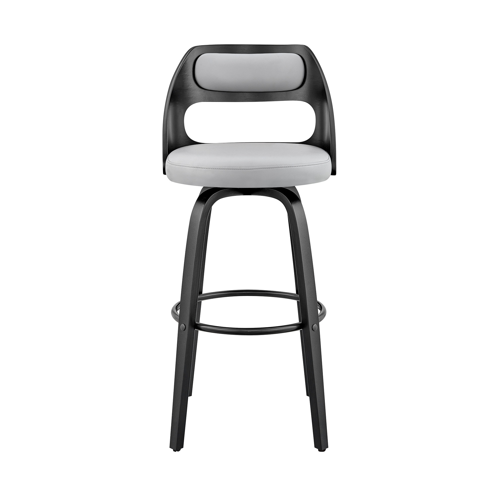 26" Charcoal Gray and Black Bar Stool with Footrest 3 26" Charcoal Gray and Black Bar Stool with Footrest - Image 3