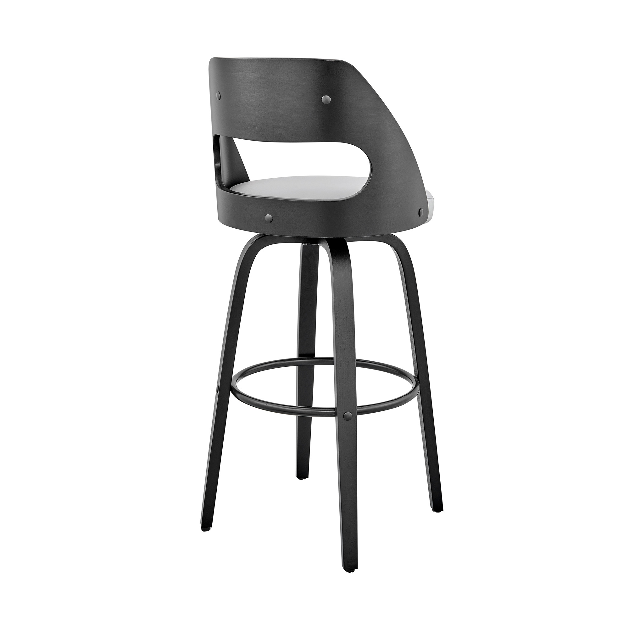 26" Charcoal Gray and Black Bar Stool with Footrest 4 26" Charcoal Gray and Black Bar Stool with Footrest - Image 4