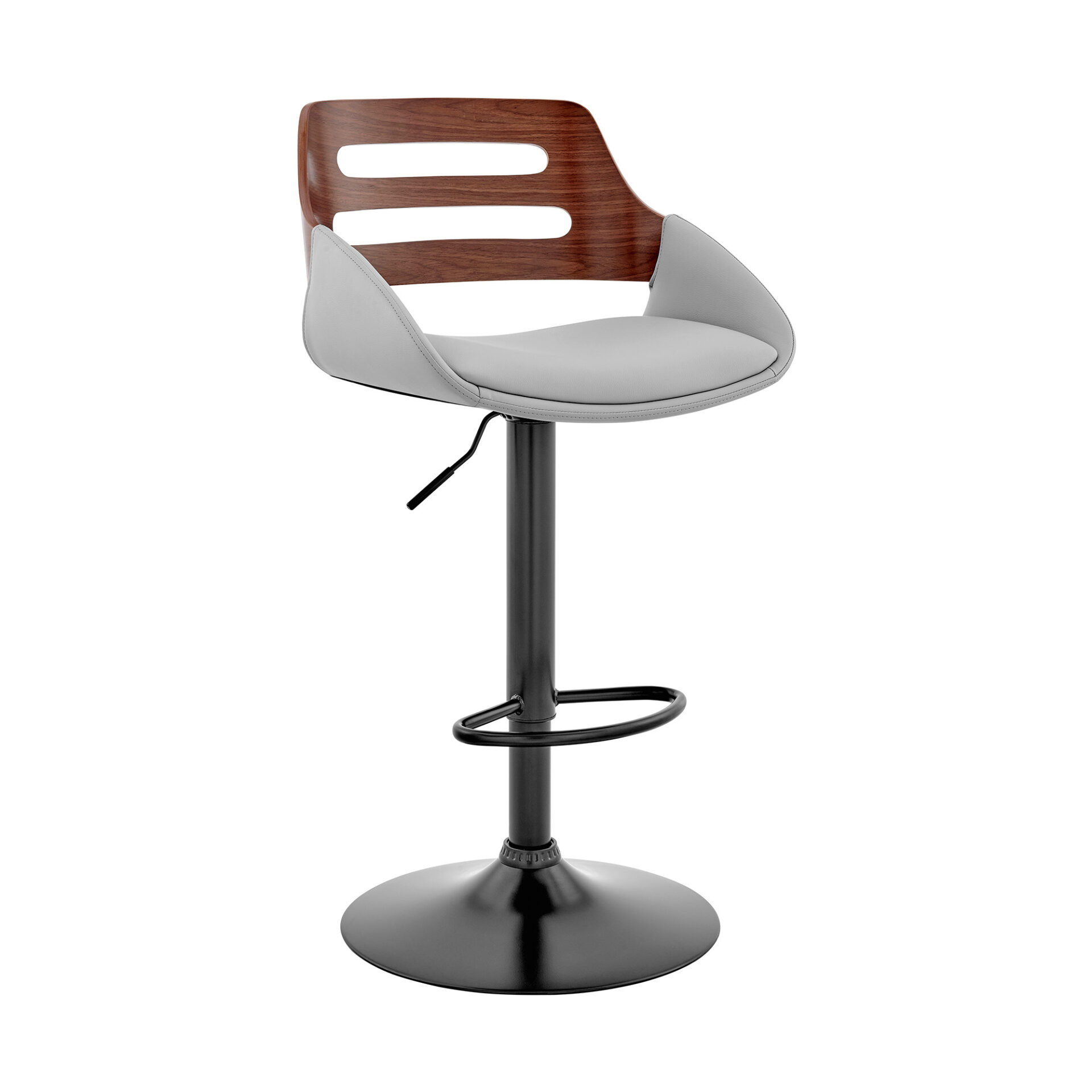 43” Gray and Black Adjustable Swivel Bar Stool with Footrest 1 43” Gray and Black Adjustable Swivel Bar Stool with Footrest