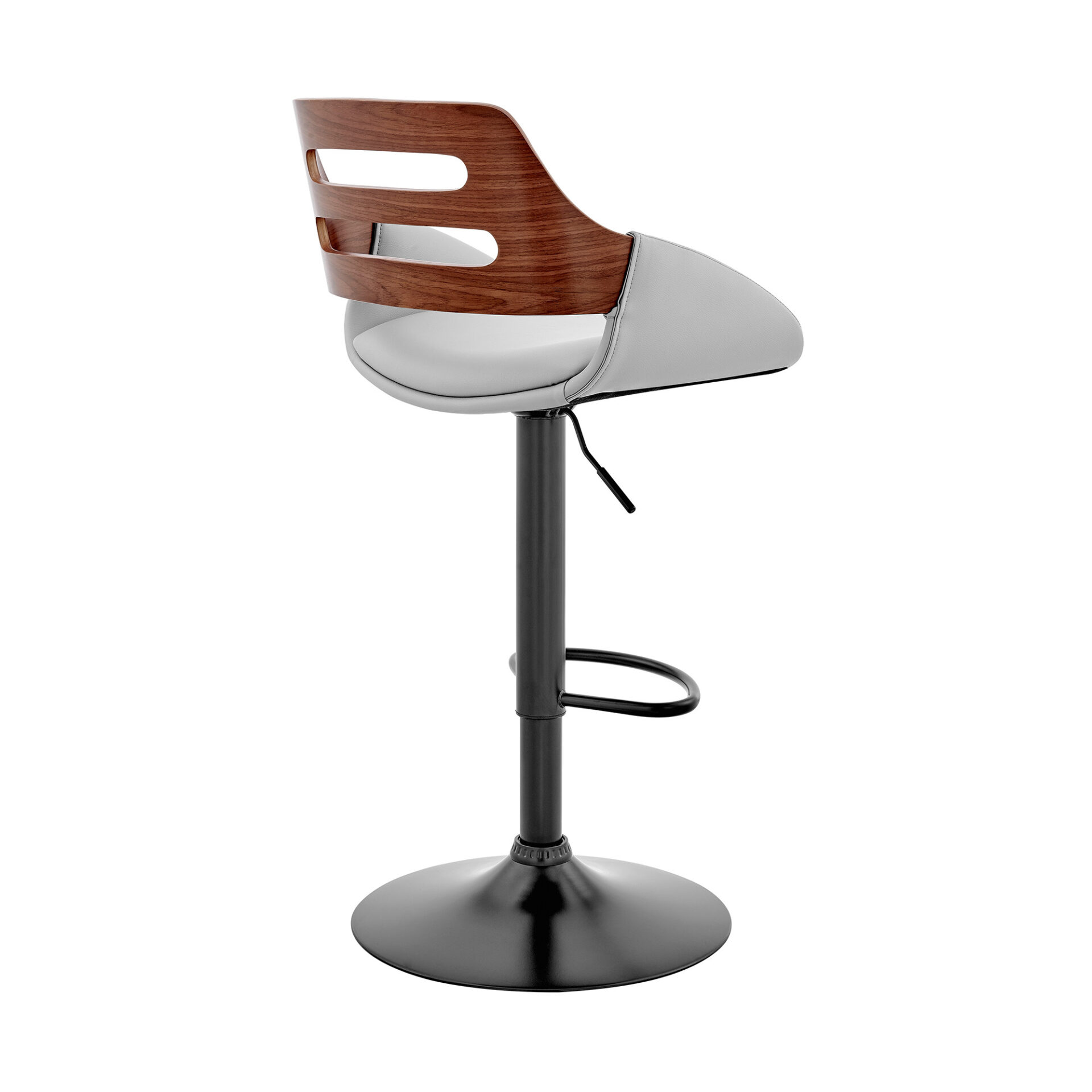 43” Gray and Black Adjustable Swivel Bar Stool with Footrest 4 43” Gray and Black Adjustable Swivel Bar Stool with Footrest - Image 4