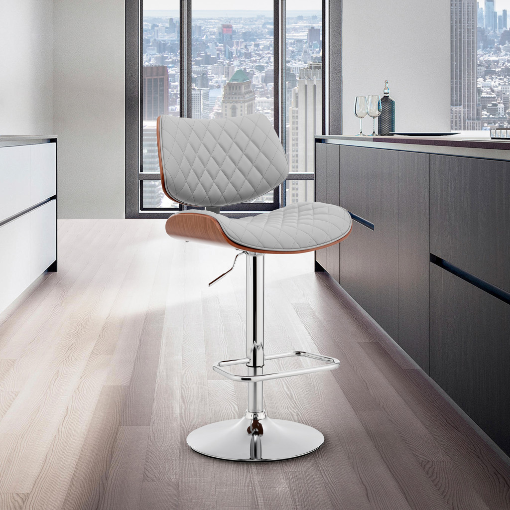 45 Inch Gray Faux Leather Swivel Adjustable Height Bar Stool 9 45 Inch Gray Faux Leather Swivel Adjustable Height Bar Stool - Image 9