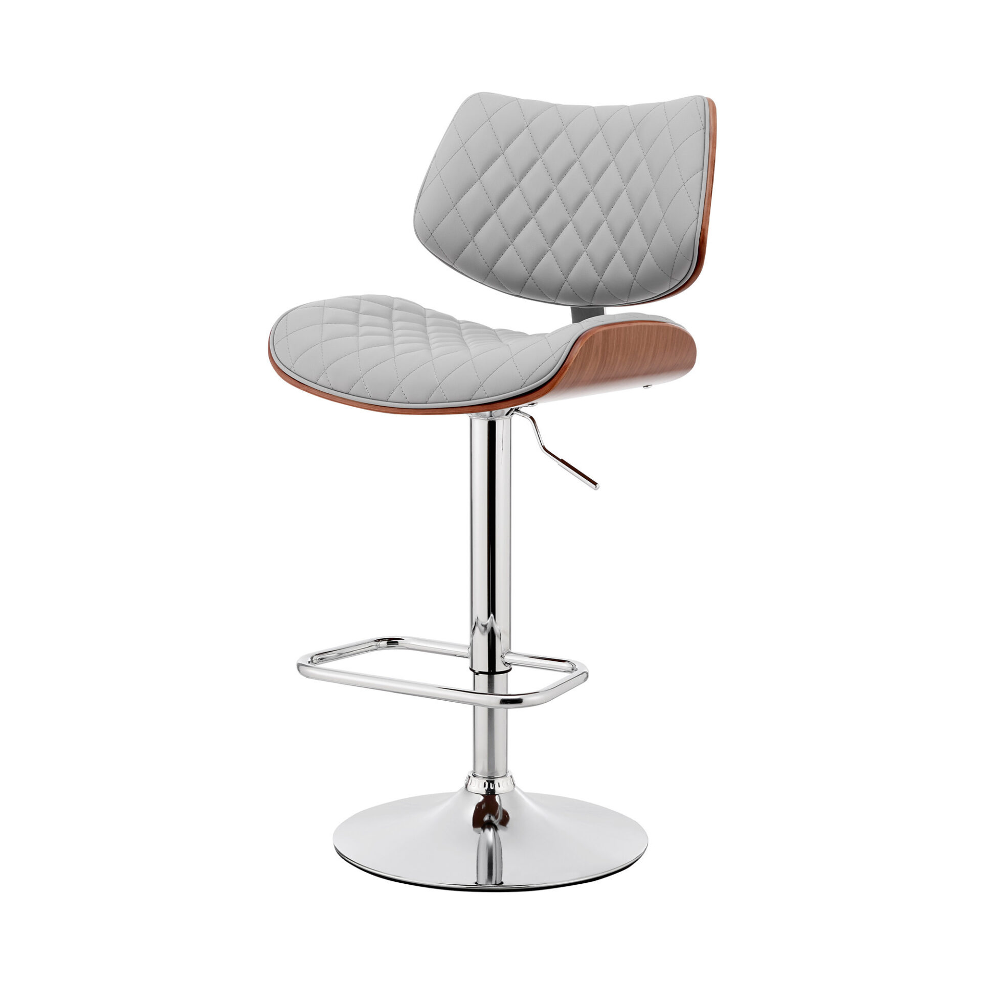 45 Inch Gray Faux Leather Swivel Adjustable Height Bar Stool 8 45 Inch Gray Faux Leather Swivel Adjustable Height Bar Stool - Image 8