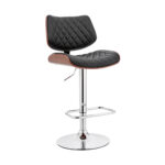 45" Black Faux Leather Adjustable Swivel Bar Stool With Back 10 45" Black Faux Leather Adjustable Swivel Bar Stool With Back