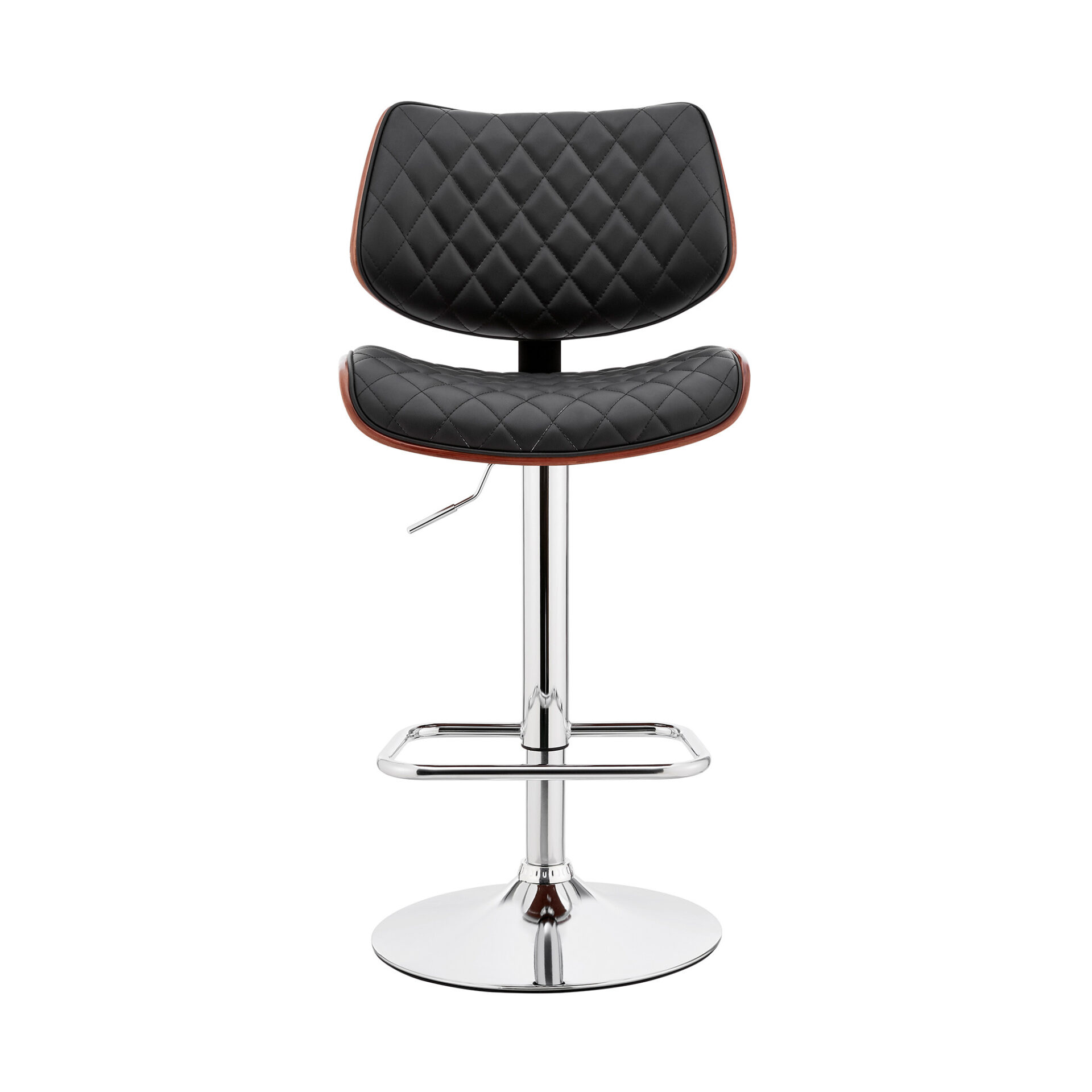 45" Black Faux Leather Adjustable Swivel Bar Stool With Back 3 45" Black Faux Leather Adjustable Swivel Bar Stool With Back - Image 3