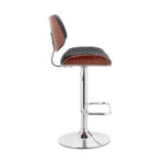 45" Black Faux Leather Adjustable Swivel Bar Stool With Back 13 45" Black Faux Leather Adjustable Swivel Bar Stool With Back
