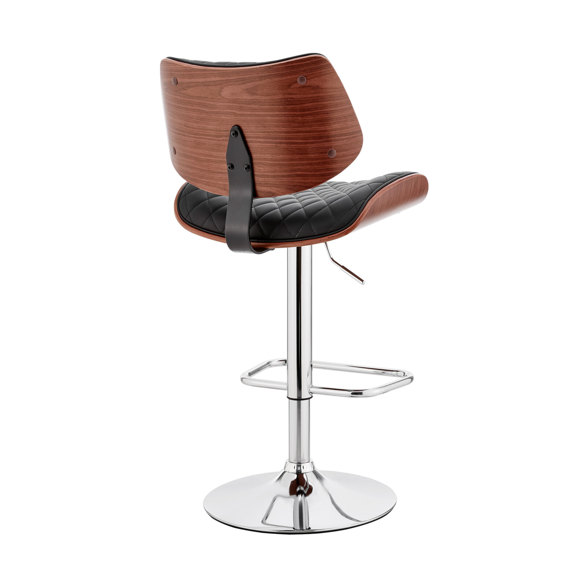 45" Black Faux Leather Adjustable Swivel Bar Stool With Back 5 45" Black Faux Leather Adjustable Swivel Bar Stool With Back - Image 5