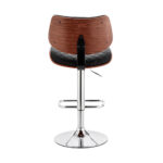 45" Black Faux Leather Adjustable Swivel Bar Stool With Back 15 45" Black Faux Leather Adjustable Swivel Bar Stool With Back