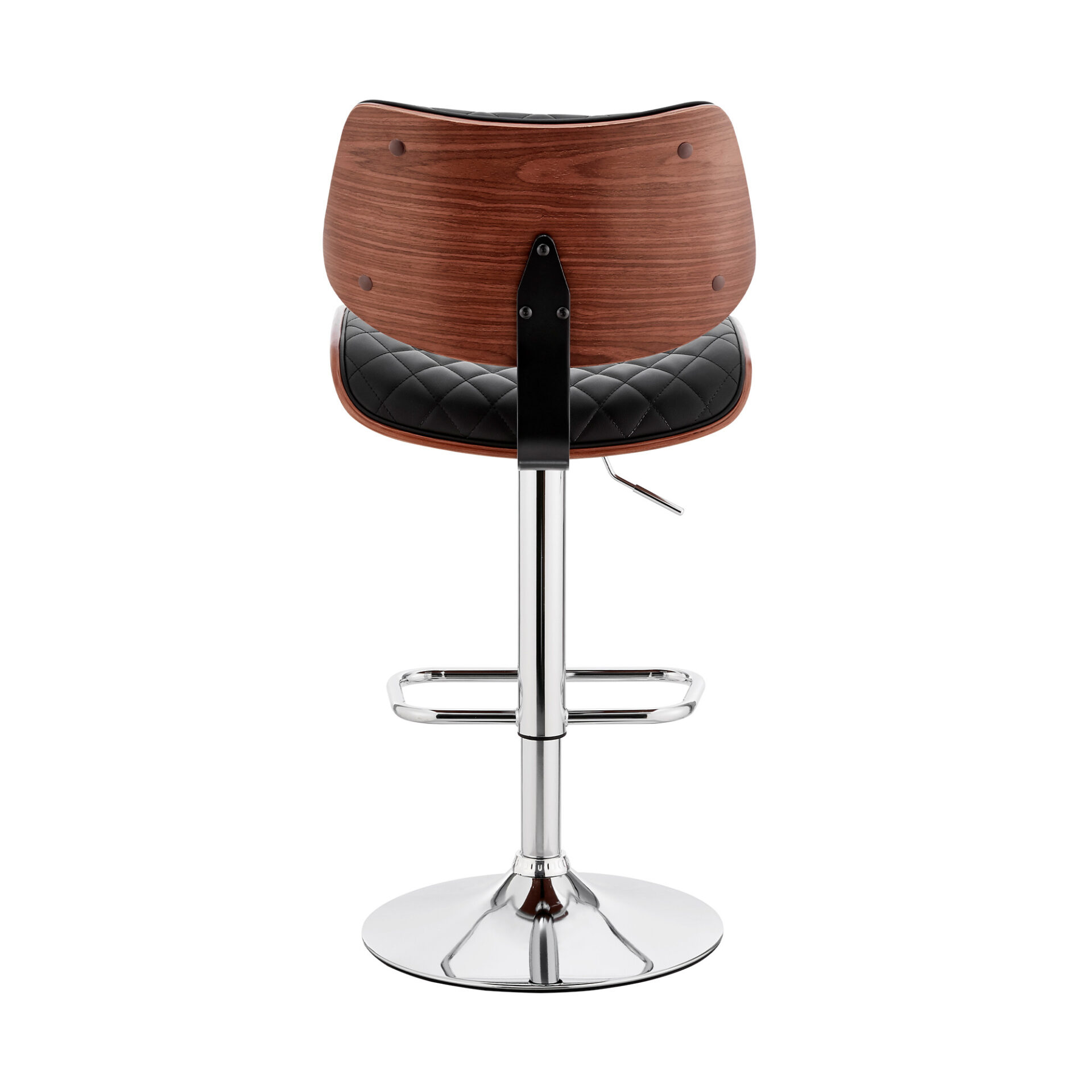 45" Black Faux Leather Adjustable Swivel Bar Stool With Back 6 45" Black Faux Leather Adjustable Swivel Bar Stool With Back - Image 6